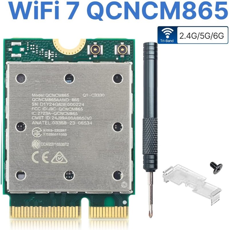 DERAPID WiFi 7 QCNCM865 M.2 Key E WiFi Card BT5.3 Tri-Band Network Card 5800Mbps M.2 Wireless Adapter for AMD Motherboards Win 11 Only - Image 2